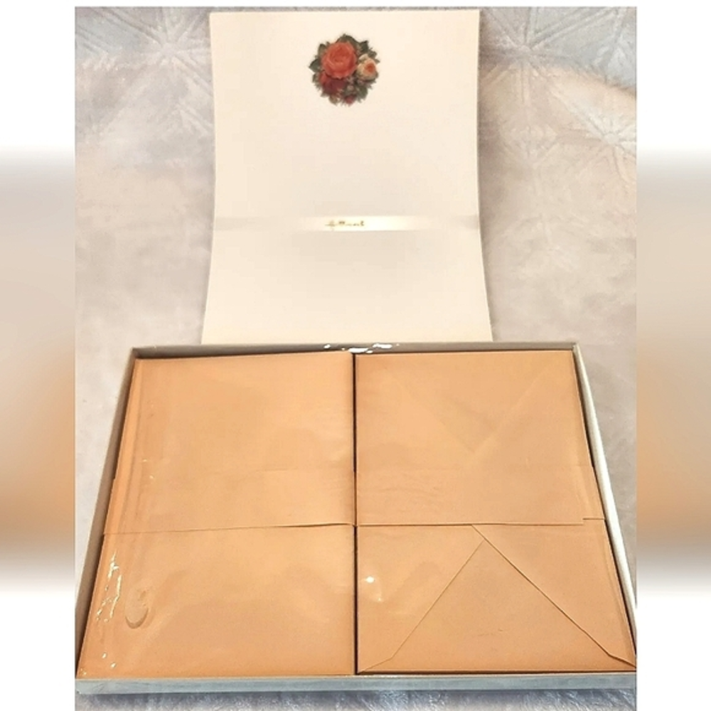 Rose Peony Hallmark Historical Collection‎ Decorated Set of Vintage Stationery.